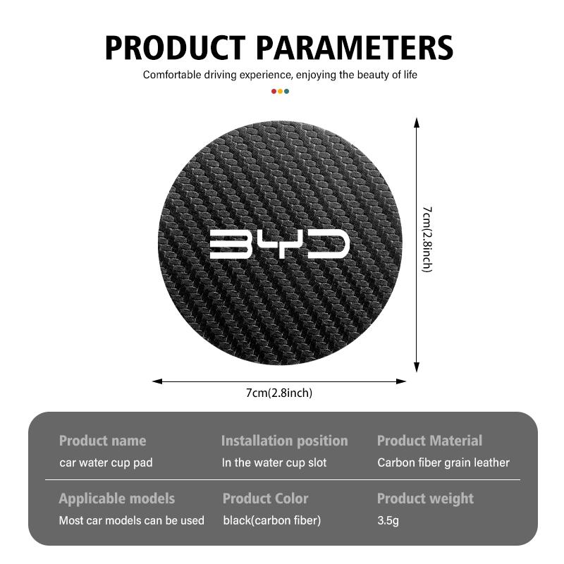 2pcs Car Cup Holder Insert Pad Emblem Coaster Anti-Slip Mat For BYD Tang F3 E6 Atto Yuan Plus Song Max F0 G3 I3 Ea1 G6