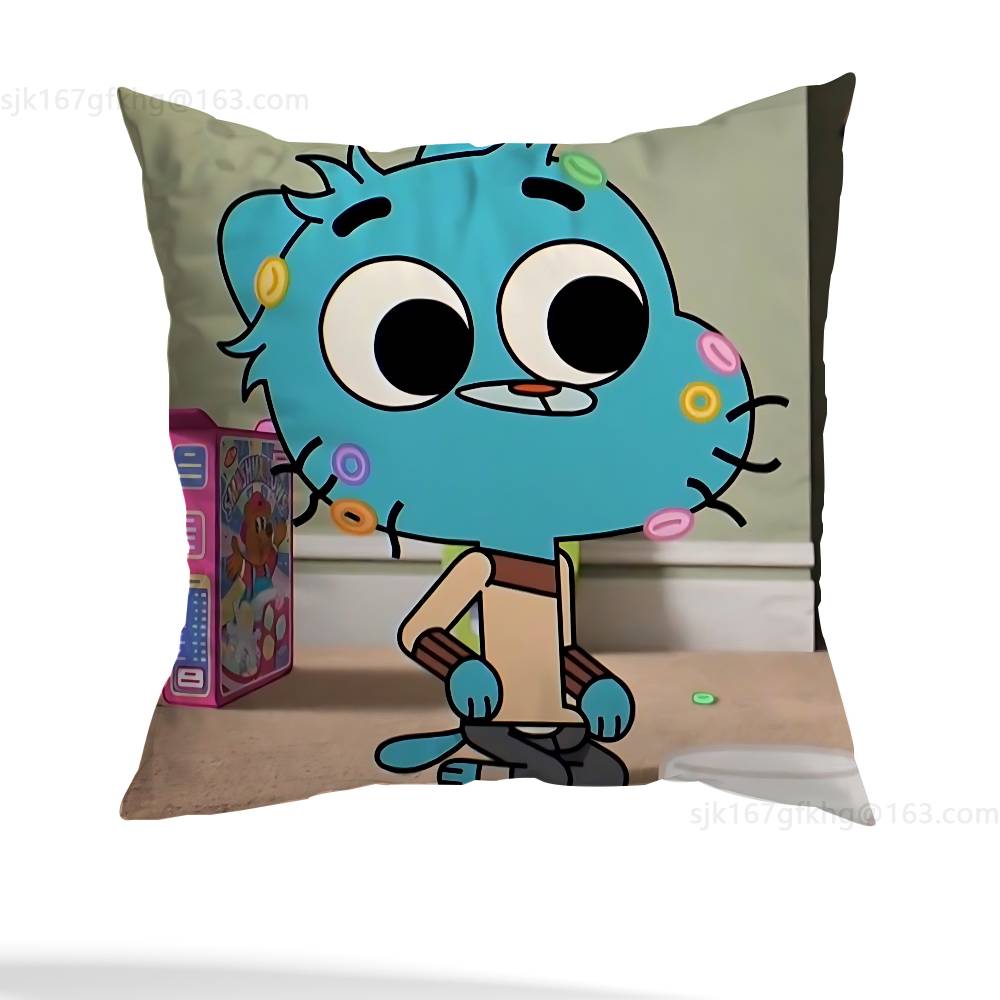 A-Потрясающий мир Гамбола Наволочка Противопылевой клещ Наволочка Невидимая молния Шелковистый короткий плюш Чехол на подушку для дивана 12x12Inch