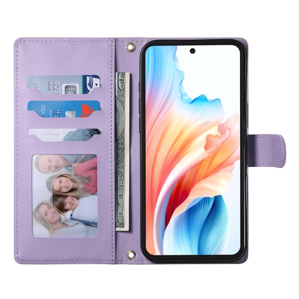 For Oppo A5x 5G/4G Case Rhombus Stitching Wallet Stand Leather Phone Cover with Long/Short Strap
