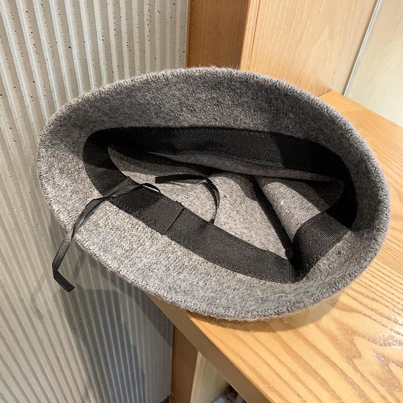 Japanese Ins Simple Letters Woolen Retro Bucket Hat Autumn and Winter Women Fashion Versatile Solid Color Fisherman Hat