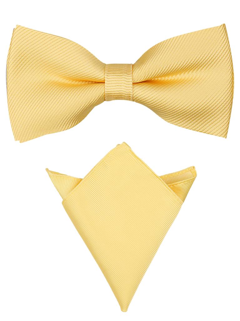 Bow Ties For Men Pre-tied Butterfly Knot Bowtie Hanky Set Solid Color Bow Tie Handkerchief For Adult Male Wedding Gift