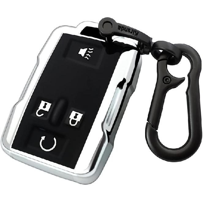 For Chevrolet Key Fob Cover Case With Metal Buckle,Soft TPU Key Shell/Skin,4-Buttons Fit GMC Chevy Colorado Silverado Suburban Tahoe Silverado Remote
