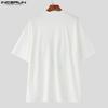 INCERUN Men Round Neck Short Sleeve 3D Print Stitching Casual Loose T-shirts