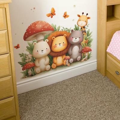Cartoon Lion, Bear, Giraffe, Mushroom, Bedroom, Living Room and Home Beautification Stickers