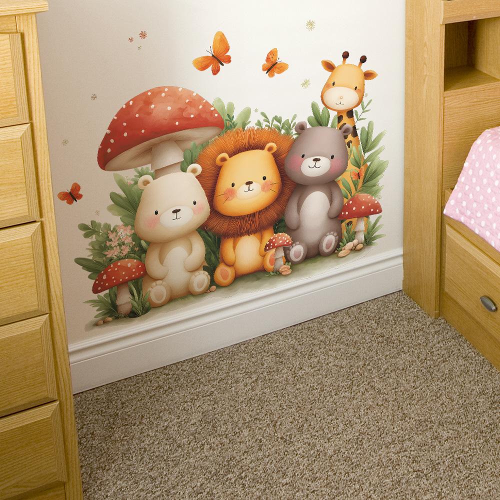 Cartoon Löwe, Bär, Giraffe, Pilz, Schlafzimmer, Wohnzimmer und Heimverschönerungsaufkleber
