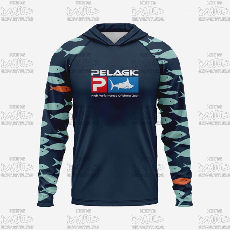 PELAGIC Рубашка с капюшоном для морской рыбалки на открытом воздухе защита от УФ-излучения 4XL 2790₽