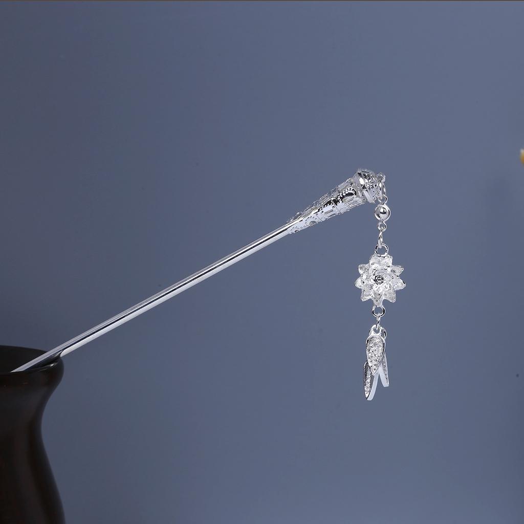 New Chinese Style National Tide Hairpin Minority Wind Hanfu Court Shaking Turquoise Hollow Flowers Tassel Hairpin