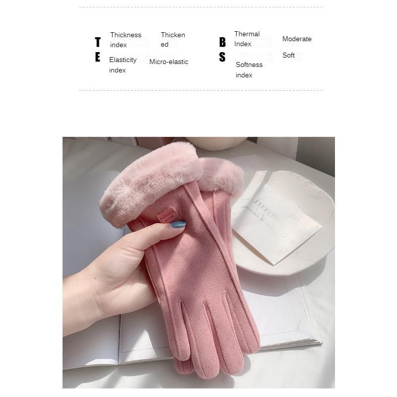 Warme Handschuhe für Damen, Winter, mit Fleece gefüttert, dickes Wildleder, Herbst und Winter, kältebeständig, Touchscreen, neue Fahrrad- und Ski-Reithandschuhe