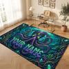 Octopus Sea Life Theme Crystal Velvet Floor Rug Personalized Custom Name Text Warm Carpet Home Decoration