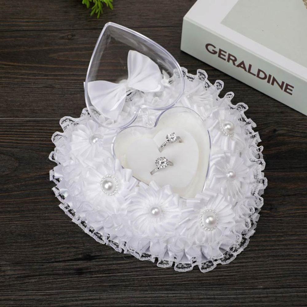 Flower Decorated Heart Shaped Ring Box Luxury Wedding Ring Box Ring Bearer Box  Proposal Event
