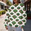 Women's Christmas Print Crewneck Sweatshirt Lightweight Casual Pullover for Holiday and Everyday Wear
