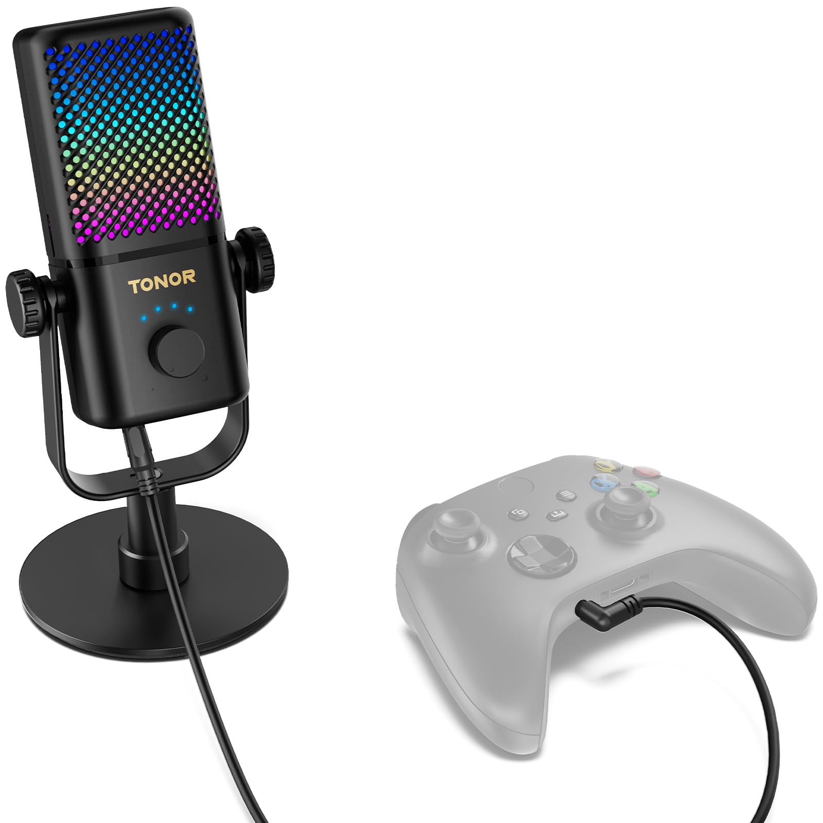 

TONOR Xbox Compatible Microphone, RGB Condenser Microphone, Tabletop Microphone, Unidirectional Gaming Microphone, 30-Hour Lifespan, Low Noise,