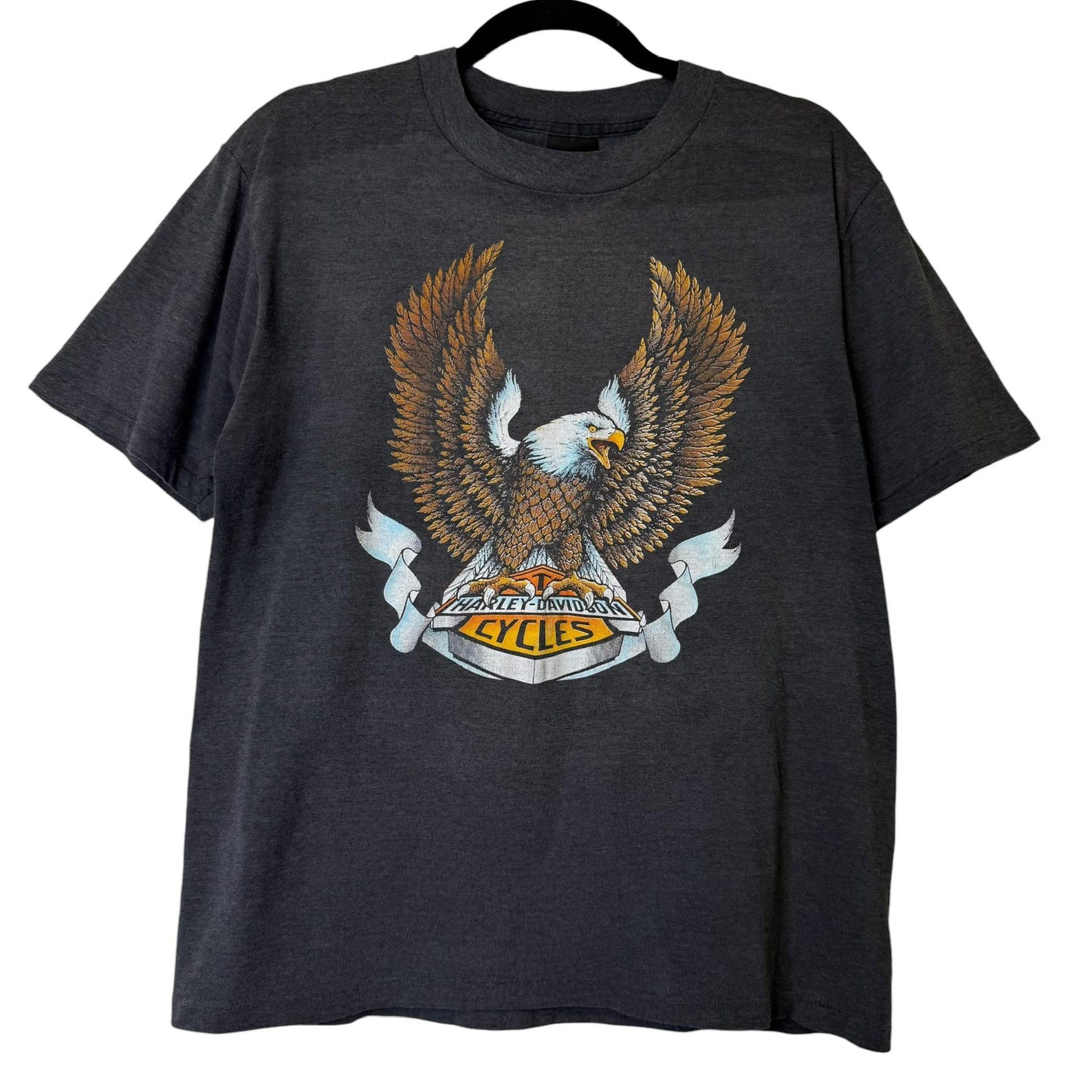 90 s Harley Davidson North Dakota 3D Emblem Eagle T shirt Sz L (B1993) 2XL