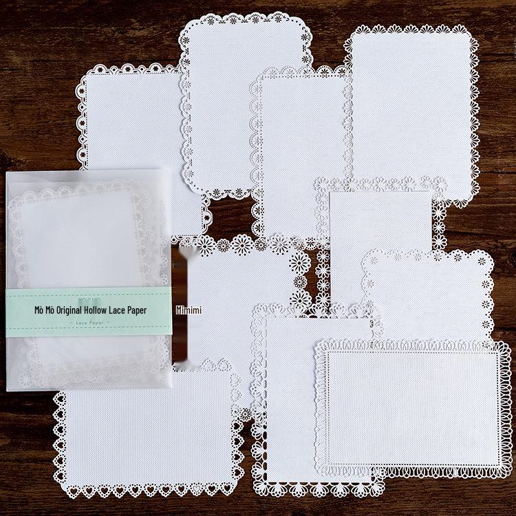 8 Styles Momo Hollow Lace Paper - Alice's Tea Party Scrapbook Diary Decorative Base Paper