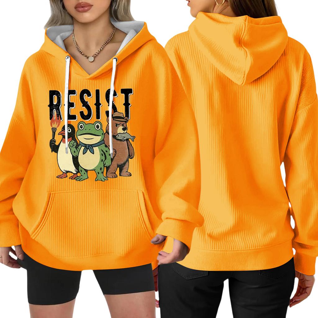 Women's Fashion Casual Long Sleeve Loose Printed Pullover Sports Long Sleeve Sweatshirt