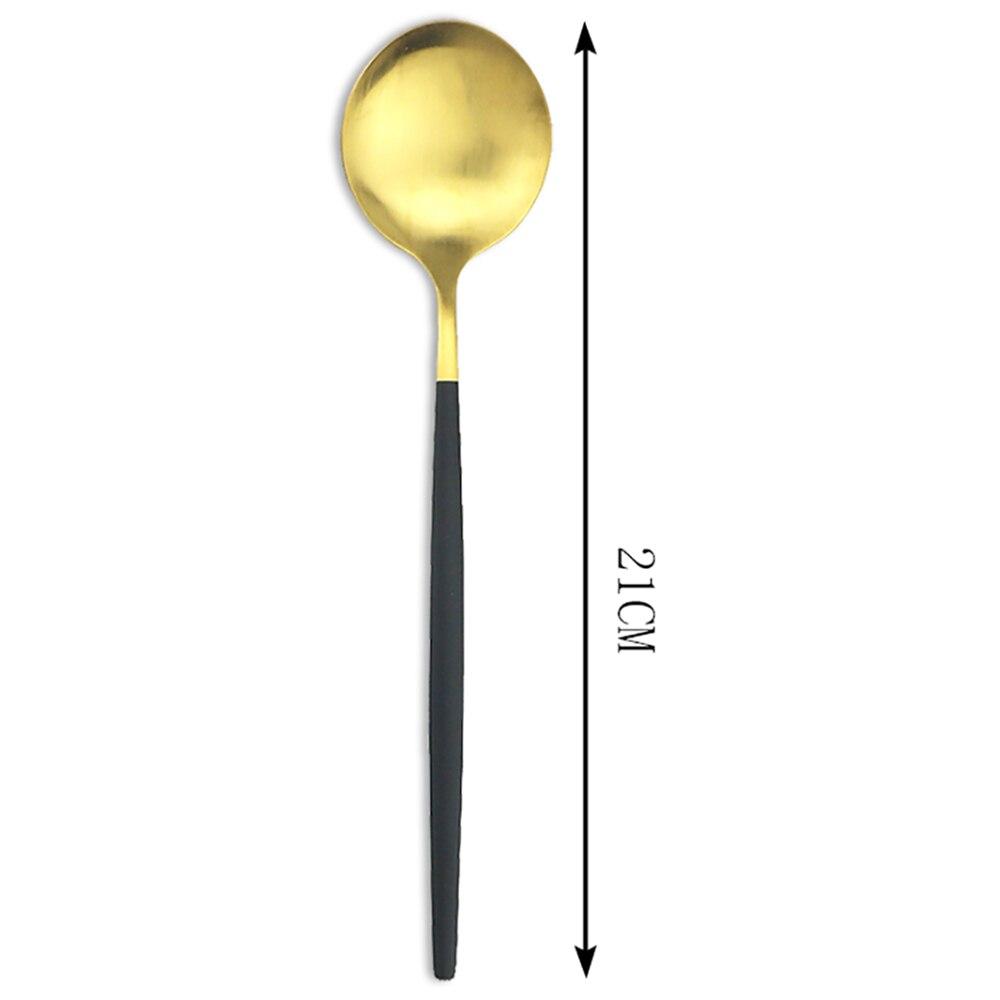 Matná 6 ks zlatá sada lžiček na večeři Nerezové lžičky polévková lžíce s dlouhou rukojetí dezertní naběračka na rýžovou kaši salátové nádobí