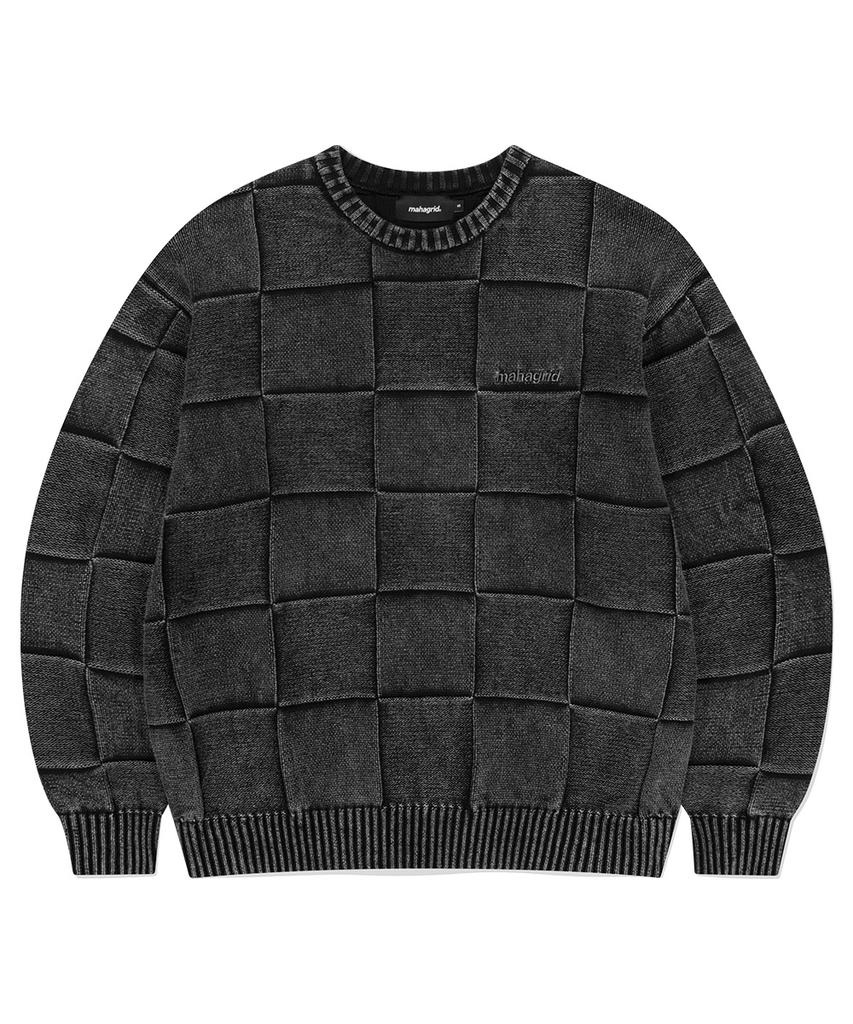 MAHAGRID Pigment Checkerboard Knit Sweater Black(Mg2Efmk600A)