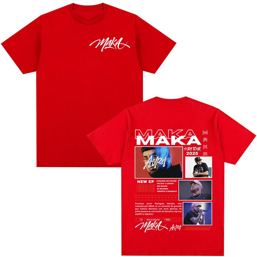 Rapper Maka Aura 2025 Tour Merch T Shirts Men Women Fashion Vintage Street Tshirt Casual Cotton Short Sleeve T Shirt Streetwear