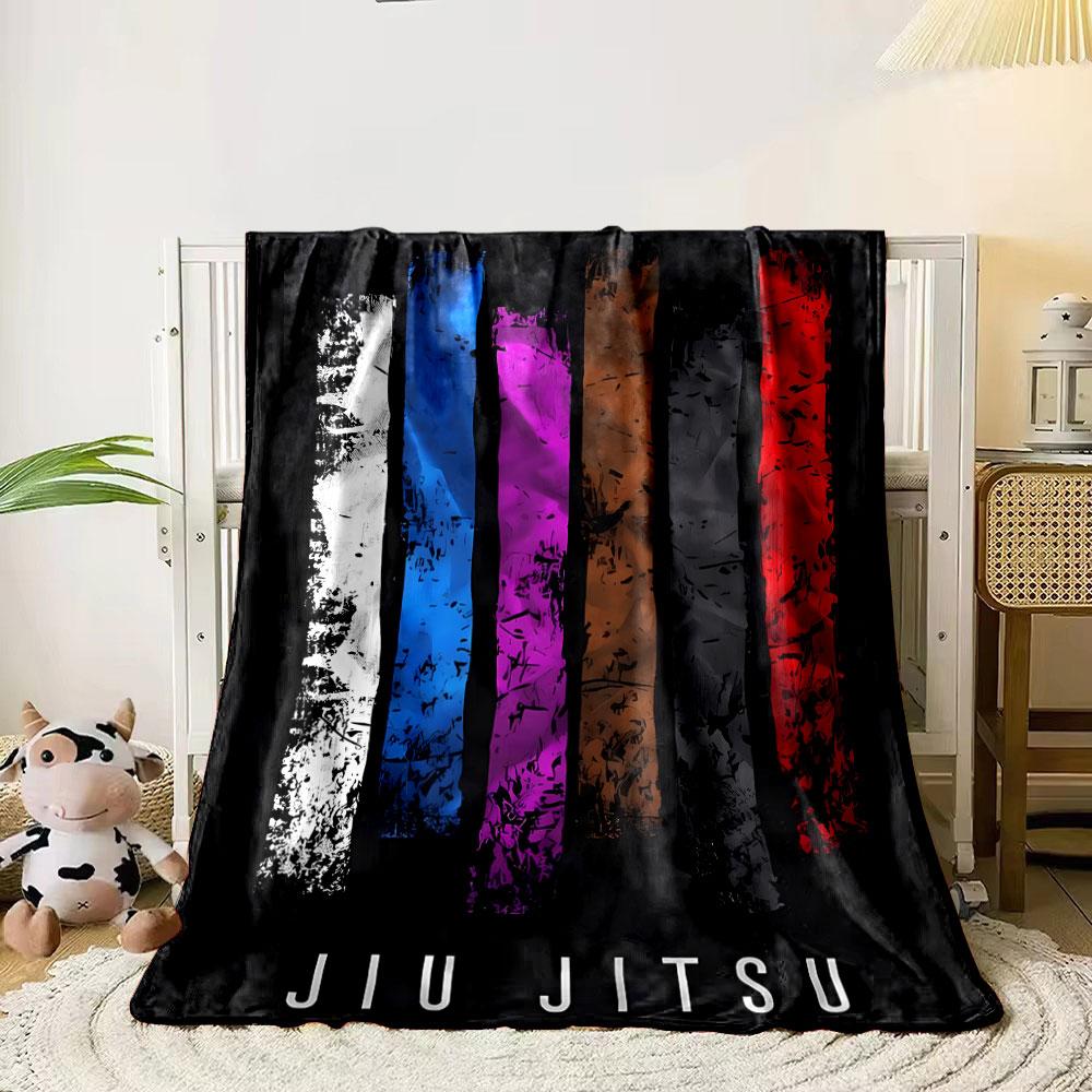 Distressed Colored Belts Jiu Jitsu Throw Blanket bedroom Blanket for Livingroom Couch lunch break Soft throw for Friend's festival Gift