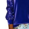 Women Tops Piled Collar Sequined Long Sleeves Velvet Texture Blouse Solid Color