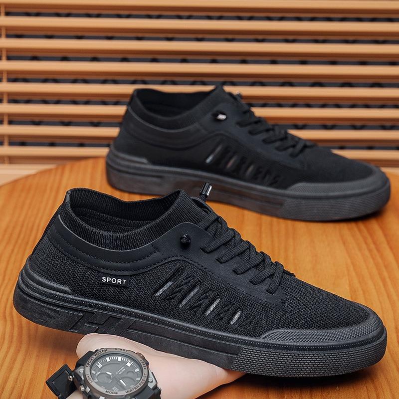 Summer Men's Shoes New Breathable Canvas Shoes Men's Trend Versatile Flying Woven Sports Shoes Casual Board Shoes Trendy Shoes