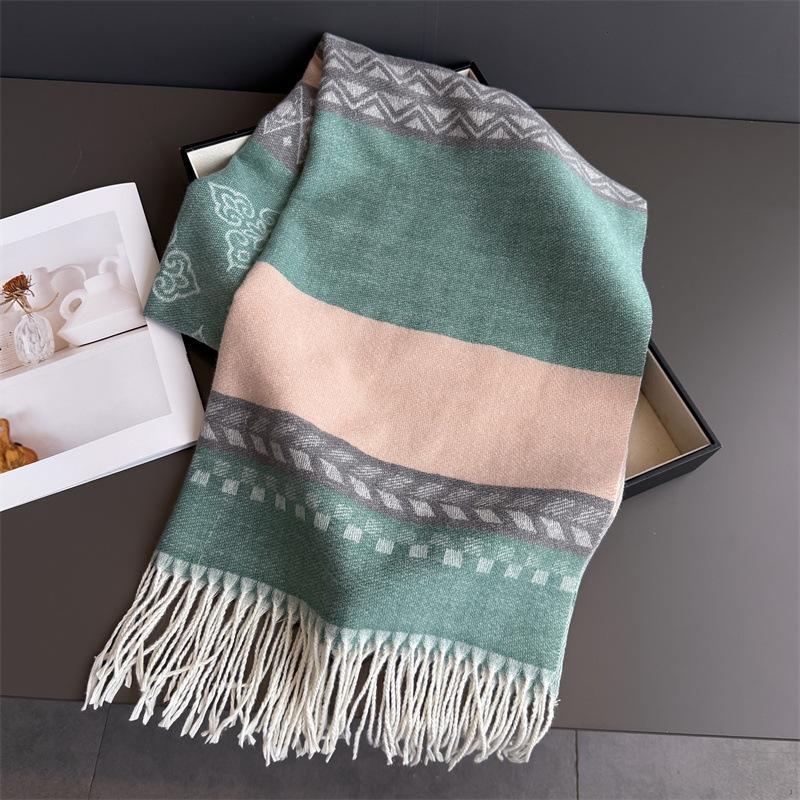 

Lady Multifunction Double-Sided Plaid Imitation Cashmere Blanket Scarf Wrap Shawl Winter Warm Elegant Women Tassel Shawl Scarf 200cmX70cm