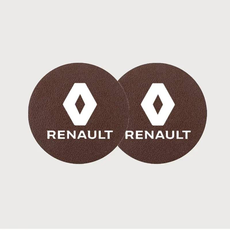 Hub Caps For Renault Koleos Captur Arkana Kadjar Megane Clio Scenic Logan Trafic Talisman 2Pcs Car Coaster Water Cup Mat Non-Sli