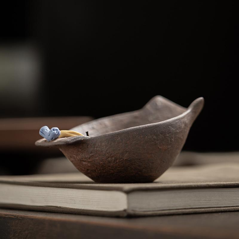 Coarse Pottery Tea Scoop Traditional Tea Leaf Holder Chahe Shovel Awakening Tea Ladle Oolong Tea Chinese Tea Set Collection Gift