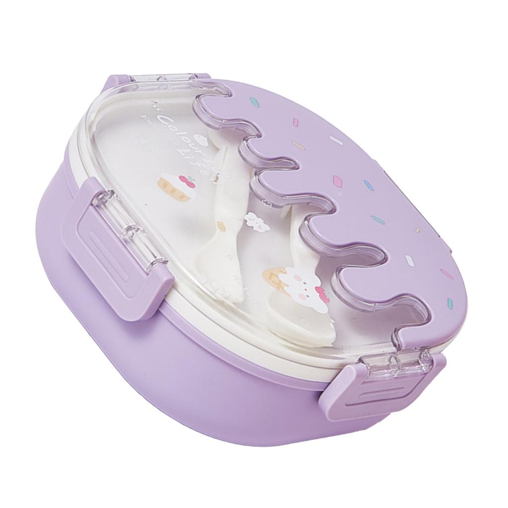 Bento Lunch Box for Kids Adults 3 Compartment Plastic Cute Ice Cream Lunch Snack Containers with