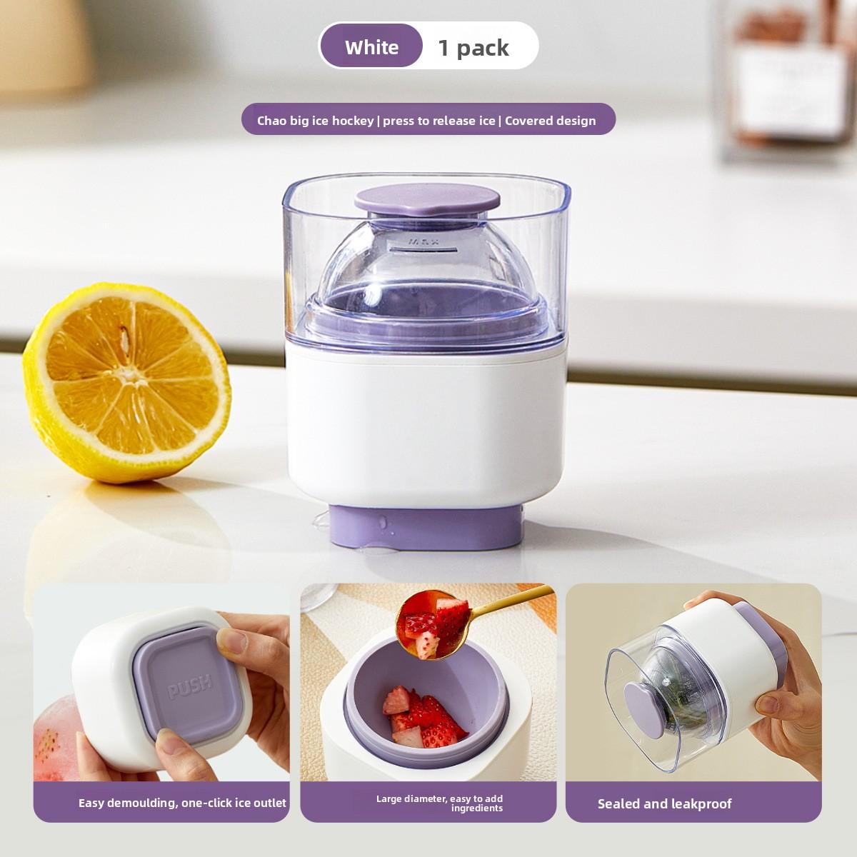 

Хоккей с шайбой Круглая ледяная решетка Большой круглый шар Бытовой пищевой контейнер для льда фиолетовый/белый