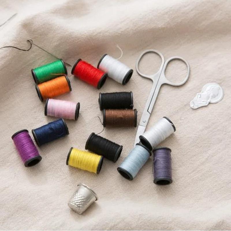1 set de truse de cusut Set cutie portabilă de cusut pentru îmbrăcăminte, cutie de depozitare pentru ață de broderie, pachet de cusut de uz casnic, instrumente pentru reparații rapide