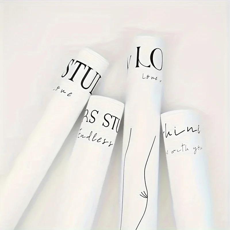20 sheets of bouquet wrapping paper, handmade gift wrapping paper with black-and-white Valentine's Day and floral designs