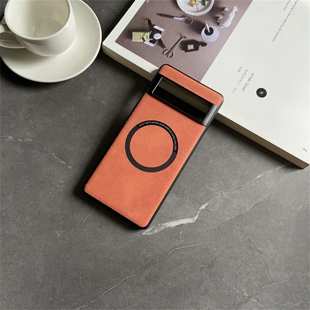 Luxury Business Magsafe Soft Leather Case for Google Pixel 9 7 8 Pro 6 XL 8A 7A 6A Magnetic Wireless Charging Skin Feel Shockproof Protect Cover