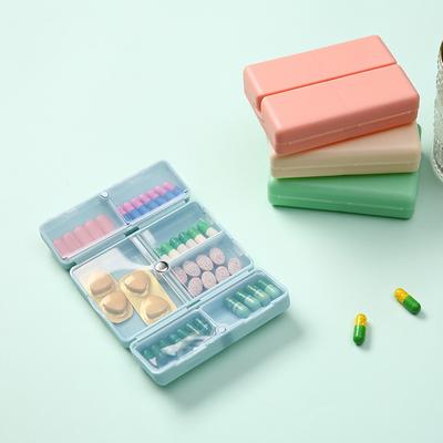 Pill Box 7 Grids Portable Double Layer Mini Medicine Box Sealed Moisture Proof One Key To Open The Cover