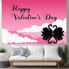 Romantic Swan Valentine Tapestry, Pink Sunset Sky with Heart-Shaped Swan Silhouettes, Sweet Romantic Wall Art