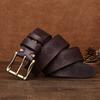 3.8CM Wide and Thick Fashionable Laser Engraved Belt for Men, Made of Aged Pure Cowhide Leather Belt