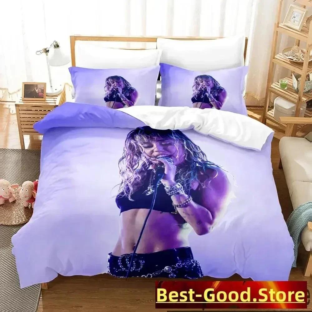 3D Print Miley Cyrus Singer Bedding Set Duvet Cover Sheet Printed Bed Set Pillowcase Bed Full Queen King Size Comforter Bedroom