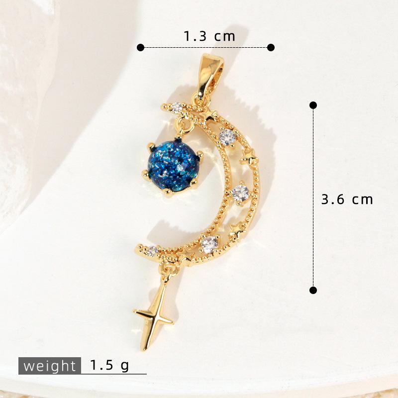 Kupfer Sternenhimmel Sonne & Mond Anhänger Halskette - Vielseitiges Luxus Schlüsselbein Kette Accessoire