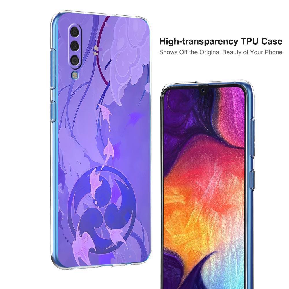 Etui na telefon dla Samsunga A14 A50 A70 A30 A40 A20E A10 A10S A20S A02S A04S A12 A22 A32 A34 A42 A52 5G A54 Pokrowiec z logo Genshin Impact