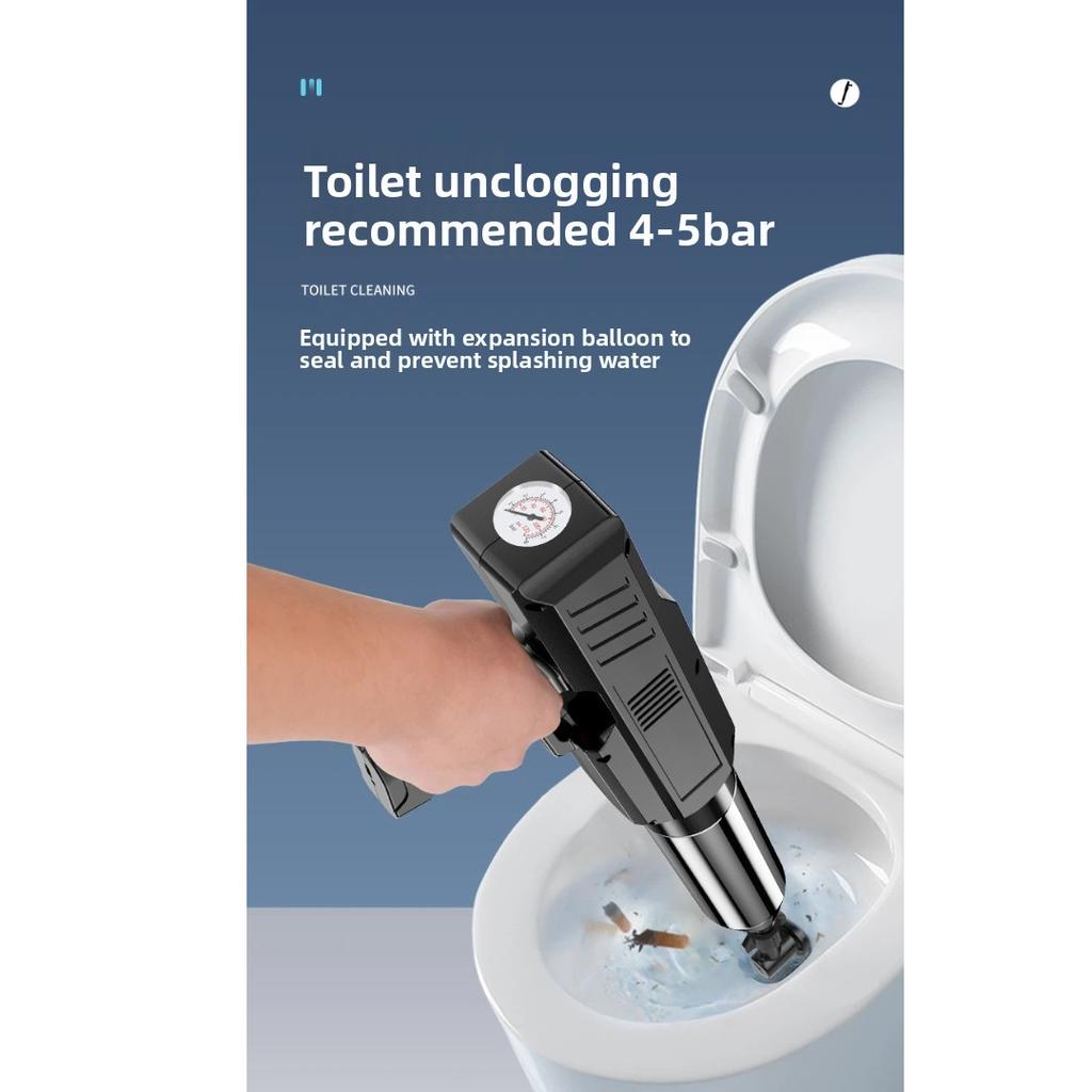Electric High Pressure Air Toilet Plunger, Drain Blaster Clog Remover Tool for Kitchen Sink Floor Drain and Bathroom Toilet