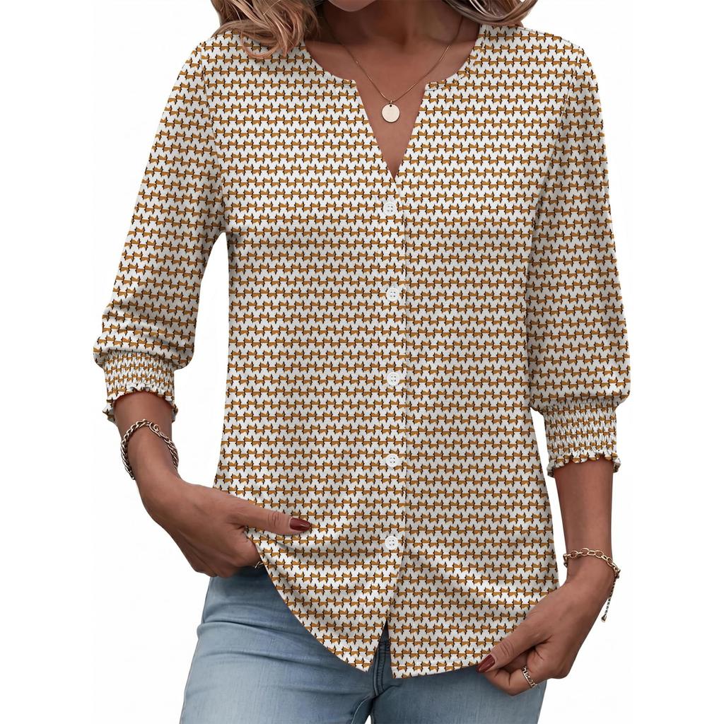 Damen Freizeit T-Shirt Top mit 3/4 Ärmel für den Alltag
