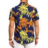 Men's Casual Loose Fit Short Sleeve Shirt Hawaiian Style Button Down Tropical Leaf Print Summer Beachwear Shirt