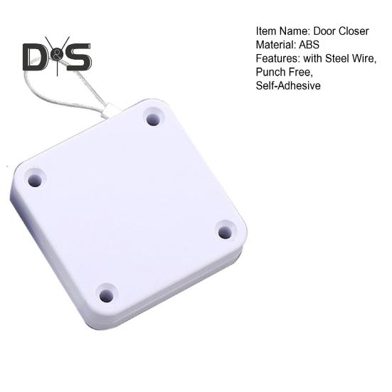 Automatisk dørpumpe med stålvire, justerbar, stansfri, selvklebende veggmontering, baderom, soverom, skyvedør, lukkeanordning