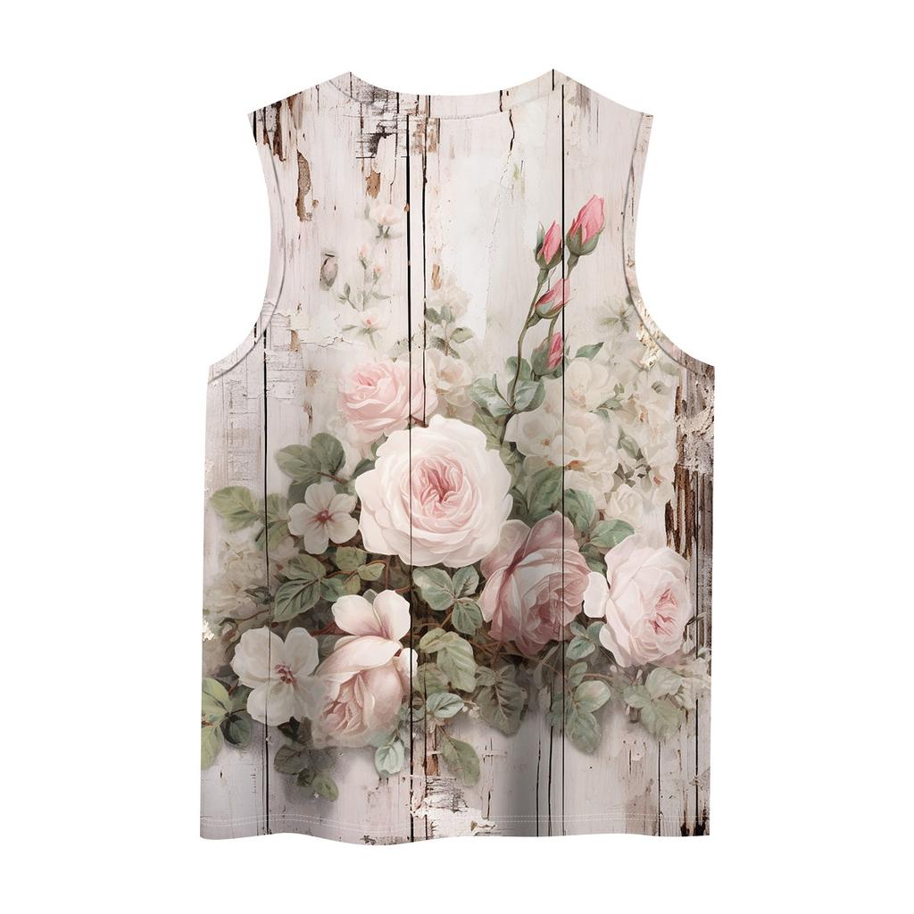 Women's Casual Tunic Tops To Wear With Leggings Sleeveless Summer Printed Shirts Tanks Blouses