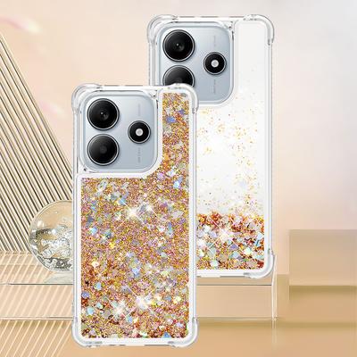 Bling Glitter Liquid Quicksand Phone Case For Xiaomi Redmi Note 14 4G Note14 Poco M7 Pro 5G Anti Fall Protect Cute Clear Cover