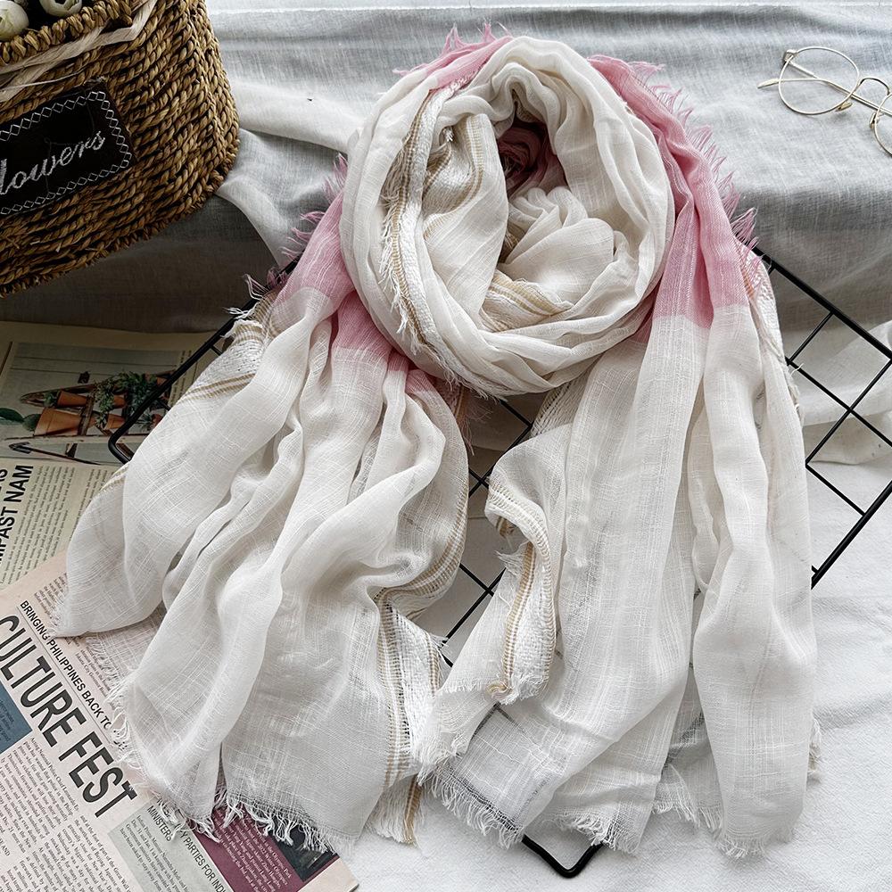 

Длинный Хлопковый Тюль Модный Цветной Блочный Шарф-Бамбуковый Узел Жаккардовое Кружево Летняя Шаль Трендовое Сочетание 190*85cm