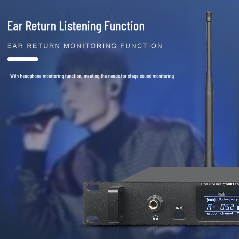 HuiDu HDQ-6603 Professional True Diversity Wireless Lavalier Microphone for Stage Performance