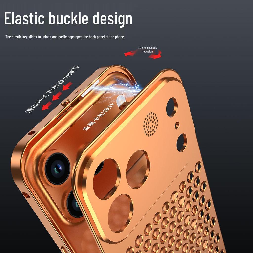 Heat Dissipation Snap-on Aluminum Case for iPhone 14 Pro/15/16/17 Pro Max with Aroma Diffuser