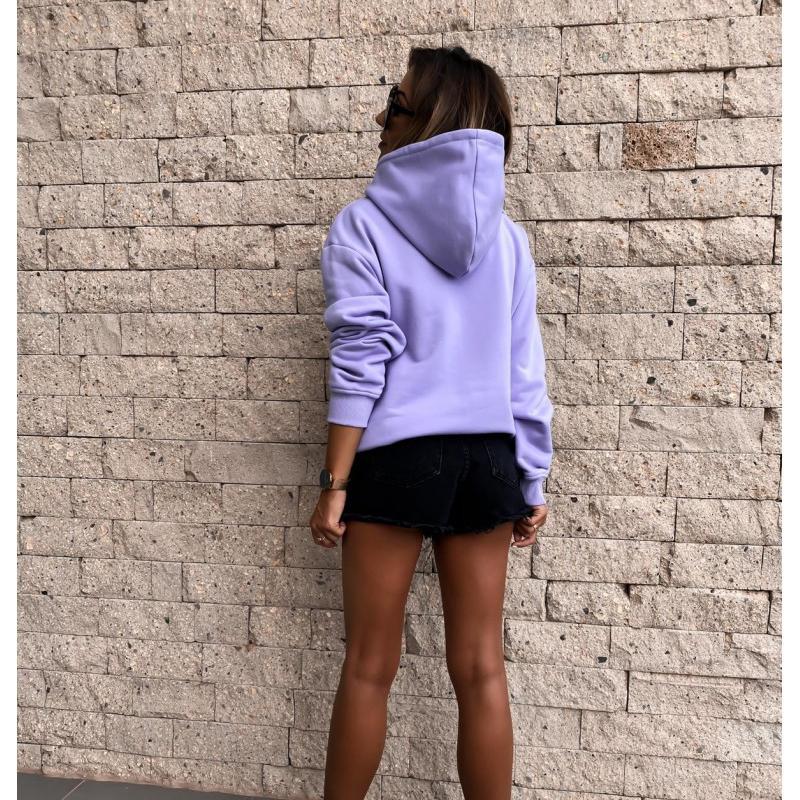 Autumn Winter Women's Fleece Lined Hoodie, Oversized Pullover with Long Sleeves and Solid Color Design, Cozy Warm Sweatshirt for Casual Wear