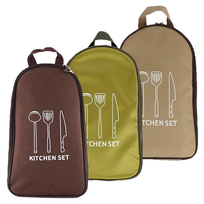Outdoor Camping Cookware Container Bag Cooking Utensil Organizer Kitchen Ware Storage Bag Portable Travel Bbq Tableware Pouch